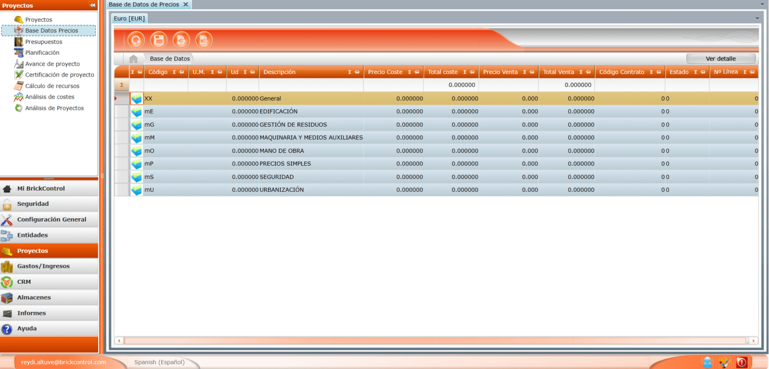 Gestiona bases de datos de precios de construcción - BrickControl