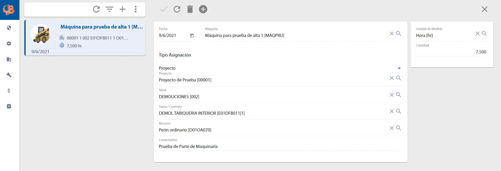 Partes de maquinaria