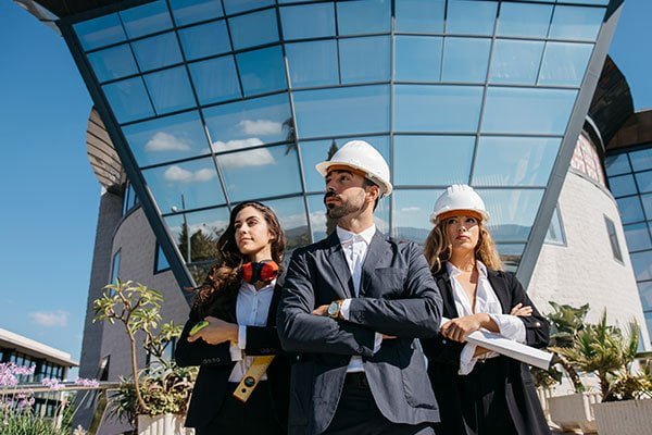 Equipo exitoso de gerencia de obras de construcción